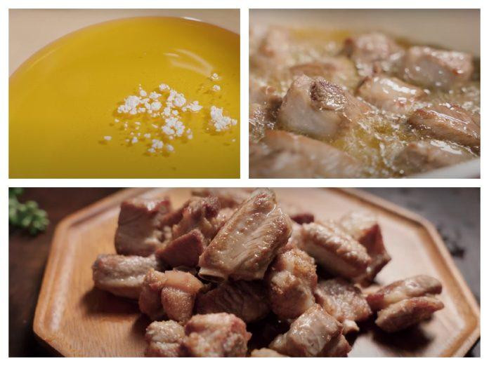 Chiên sườn cho vàng đều hai mặt
