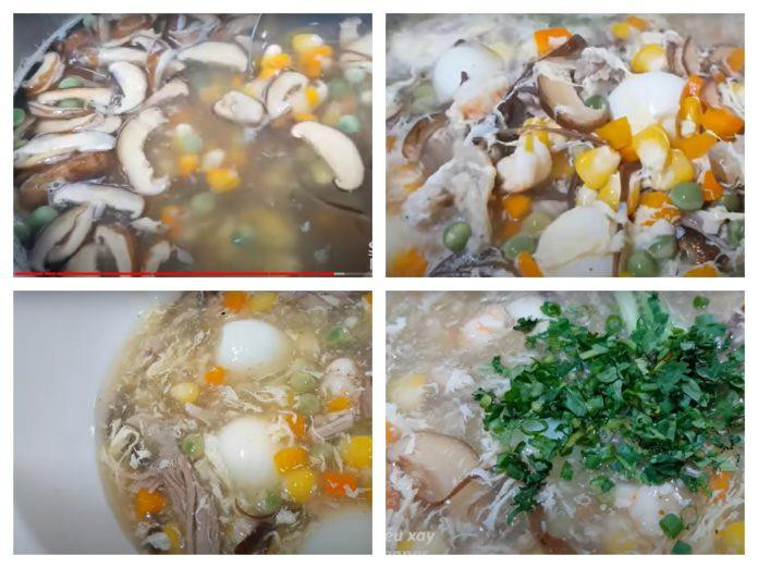 Nấu súp tôm với các nguyên liệu
