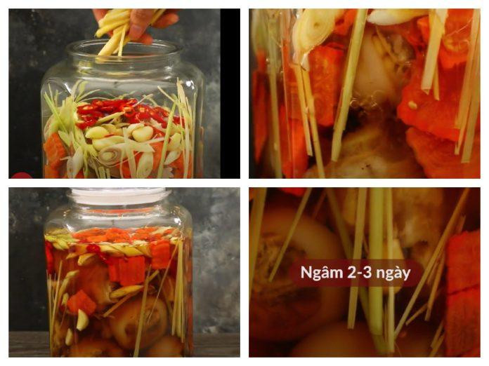 Ngâm móng giò vào nước đá giúp phần da giòn và ngon hơn