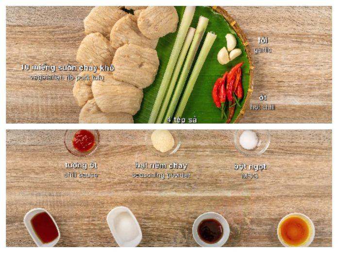 Nguyên liệu chế biến món sườn non chiên sả ớt