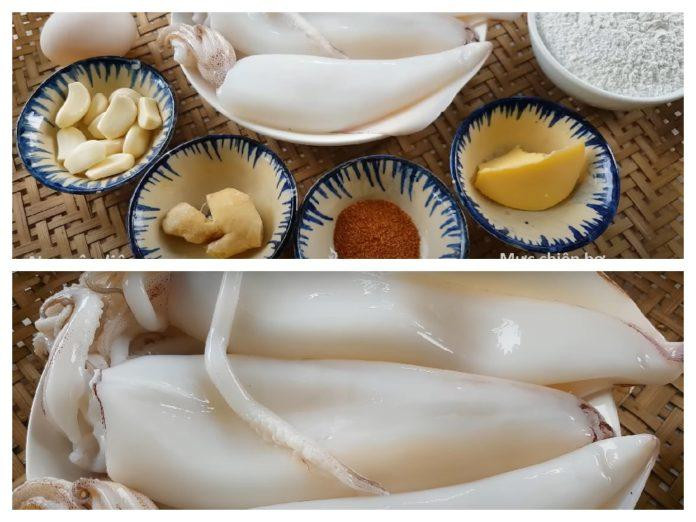 Nguyên liệu nấu mực chiên bơ