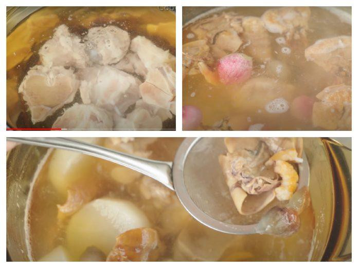 Nồi nước dùng đang được đun sôi