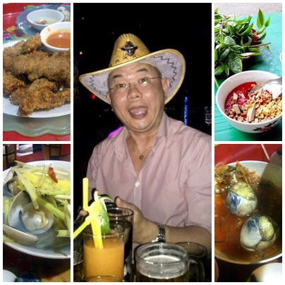 Tiết canh vịt với rau sống và đậu phộng