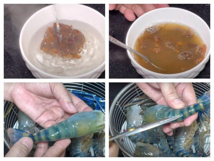 Hình ảnh sơ chế nguyên liệu tôm