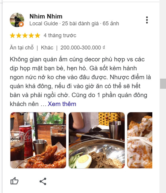 Không gian quán được cộng đồng review tích cực vì vừa đẹp, rộng rãi, vừa chuẩn Hàn