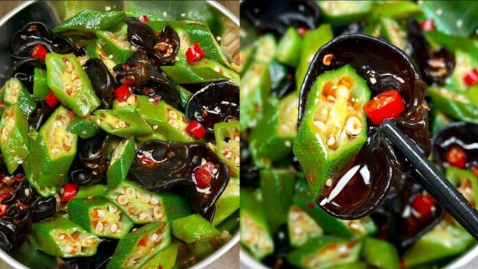 Món nộm đậu bắp mộc nhĩ cay giòn, hấp dẫn