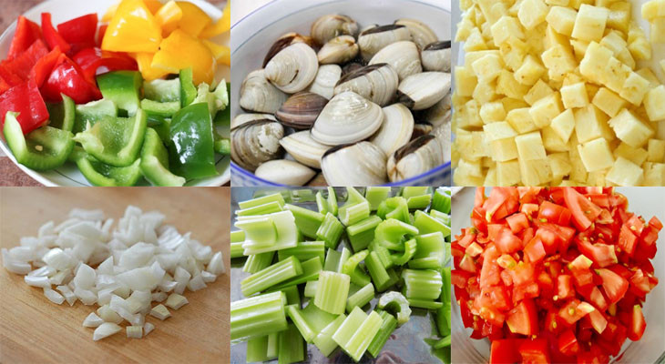 Nguyên liệu món nghêu xào chua ngọt