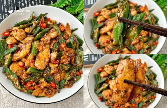 Ức gà xào đậu bắp cay thơm nồng, dễ lên thực đơn eat clean